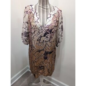 Glam 100% Silk V-Neck Balloon Sleeve Shift Dress Small Old Money Classy Elegant